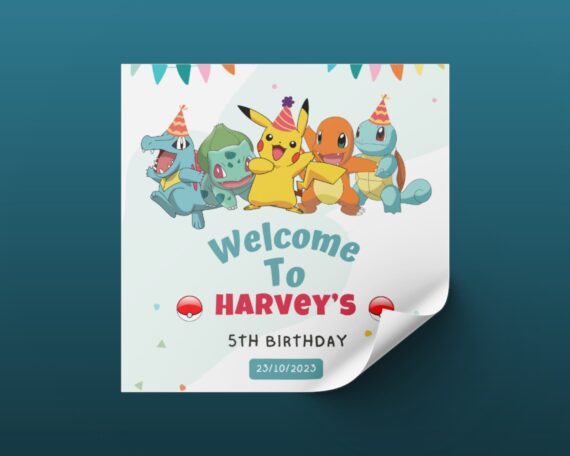 Pokemon Theme Party Pack - Pokemon Birthday Invitation, Pokemon Welcome Sign Birthday, Pokemon Thanks Tag Pikachu - Editable Canva Templates