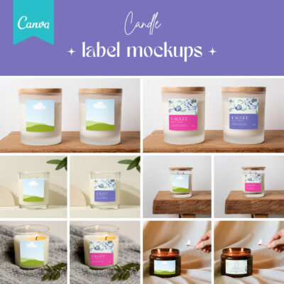 Candle Jar Mockup Bundle for Canva, Candle mockup, Candle Branding Mockup, Glass Candle Jar Mockup - Easy to edit on Canva Just DRAG & DROP
