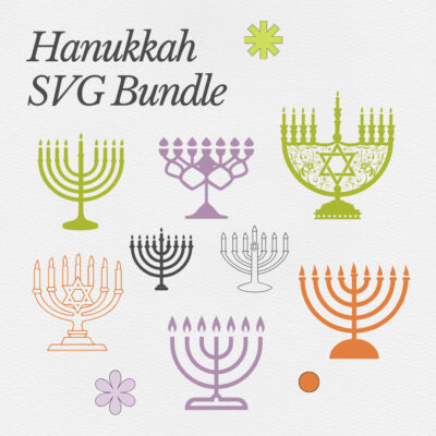 Menorah Hanukkah Candle Bundle: SVG, EPS, PNG - Chanukkah, Menorah Lights, Jewish Festival - Editable on Canva