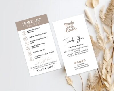 Jewelry Care Instructions Card, Printable Jewelry Care Guide Inserts, Care Card, Jewelry Care, Small Business Supplies - Editable on Canva