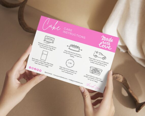 Cake Care Card Template, Canva Editable Wedding Cake Care Cards, Printable Cake Care Guide, Cake Instructions