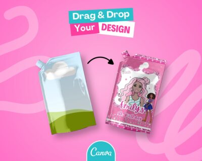 Juice Pouch Mockup on Canva - Party Favors Wrapper Mock Up, Party Templates - Just Drag & Drop