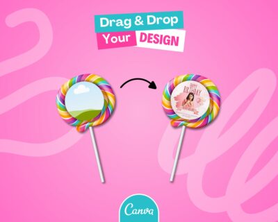 Candy Lollipop Mockup on Canva - Party Favors Wrapper Mock Up, Party Templates - Just Drag & Drop