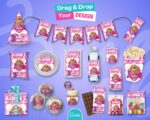 Party Favors Mockup Bundle on Canva: Chip Bag, Water Bottle, Juice Pouch, Chocolate Bar, Candy Bar, Party Hat, Pop Corn, Paper Cup, Cup Cake