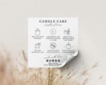 Candle Care Card Template, Wax Melt Care Instructions Card, Candle Care Guide Sticker, Small Business Packaging Inserts - Editable on Canva