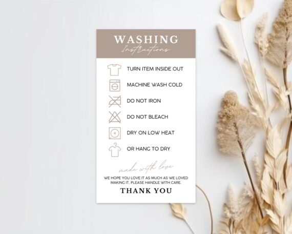 Washing Instruction Card, Shirt Care Card, Clothing Washing Instructions, Apparel Care Instructions, Sublimation Shirt Care - Edit on Canva