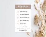 Tumbler Cup Care Instructions Card, Mug, Tumbler Packaging Insert, Washing Instructions, Printable Customer Reminder - Editable on Canva