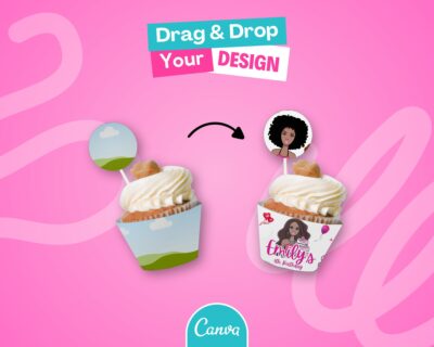 Cup Cake Mockup on Canva - Party Favors Wrapper Mock Up, Party Templates - Just Drag & Drop